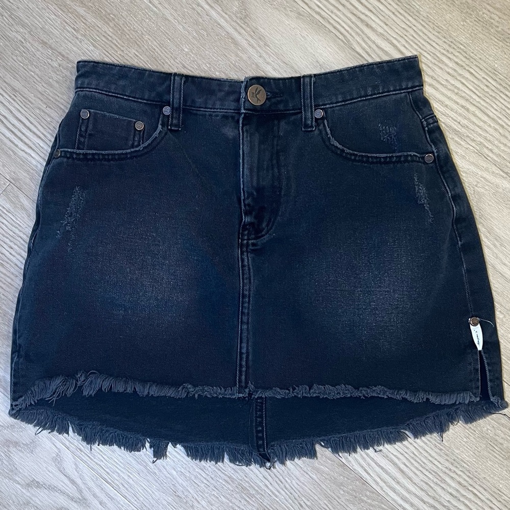 ONE TEASPOON Black Denim Mini Skirt